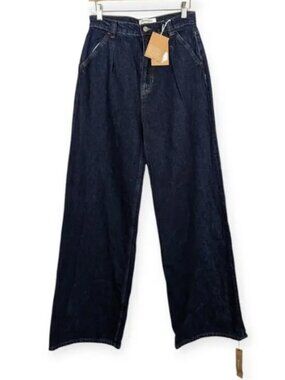 NWT Reformation Tatum Blue Pleated Trouser Jeans Size 27
